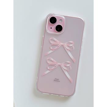 ins風少女粉色蝴蝶結適用於iPhone15/16PROMAX/14PRO蘋果手機殼13/12