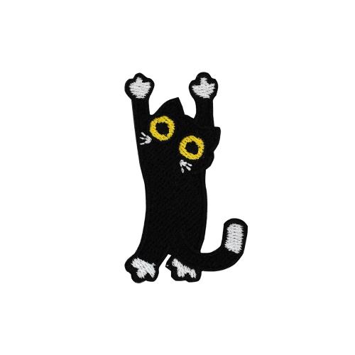 快要掉下來的小貓 黑白創意個性衣服背包裝飾刺繡勾面魔術貼徽章