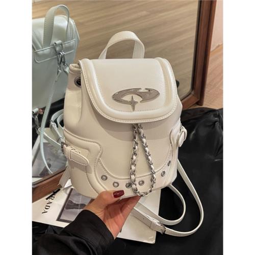 高級感銀色小眾女雙肩包2025新款洋氣百搭后背包時尚出游旅行書包