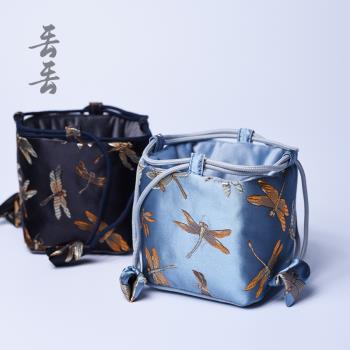 加厚絲綢束口抽繩布袋茶壺公道杯茶杯便攜包裝袋子首飾手串收納包