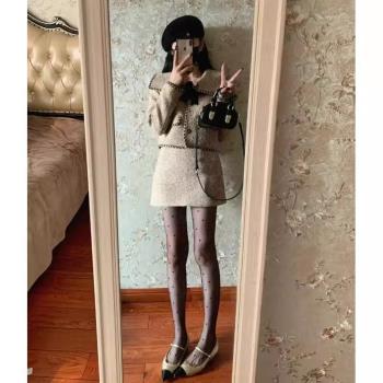 miu系小香風套裝韓劇名媛氣質外套高腰半身裙高階感小洋裝兩件套
