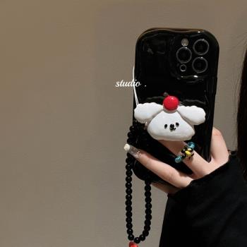 ins可愛泰迪小櫻桃支架適用15PM矽膠12pro簡約iphone11防摔蘋果13promax手機殼14高階8女76plus創意SE2/3新款