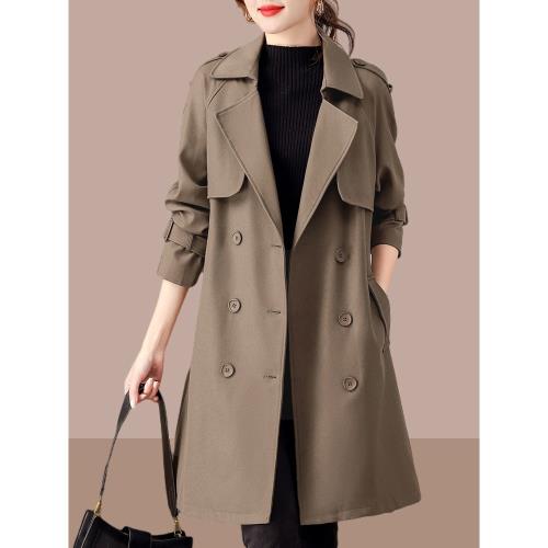 風衣外套女士2025新款雙排扣高級感中長款氣質顯瘦歐貨英倫風大衣