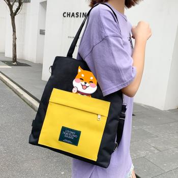 帆布包包女士斜挎包大學生大容量雙肩包韓版拉鏈牛津布包斜挎揹包