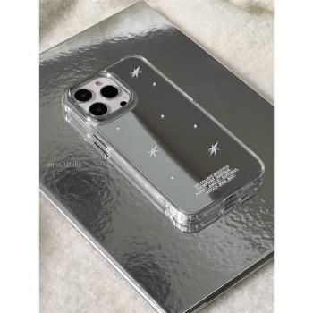 小眾韓系ins簡約個性鏡面閃光星星字母適用於iPhone16/15pro/14promax/13/12/11蘋果手機殼保護套防摔