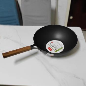 加厚燃氣電磁炒鍋鐵鍋純鑄鐵鍋家用無塗層不生銹炒鍋不粘鍋炒菜鍋