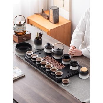 日式黑陶功夫茶具套裝復古漸變家用辦公客廳茶杯茶壺茶具整套送禮