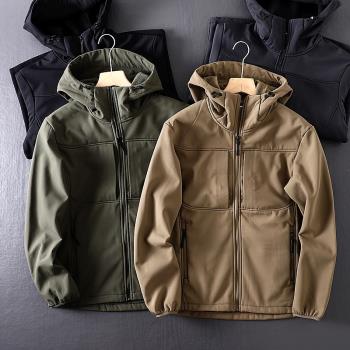 登山系列 防風防水沖鋒衣 男士秋冬季戶外寬松軟殼服加絨夾克外套