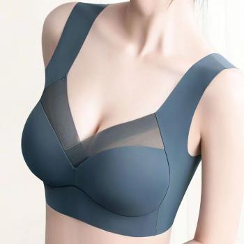無痕冰絲薄款固定乳膠美背內衣女裹胸沙沙無鋼圈運動抹胸聚攏文胸