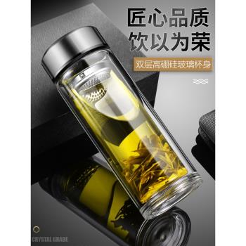 德國玻璃茶杯耐雙層分離熱隔熱防爆矽硼泡茶壺男士大容量新款水杯