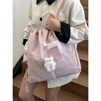 休閑大容量尼龍布女雙肩包2025新款夏季輕便百搭後揹包出遊旅行包