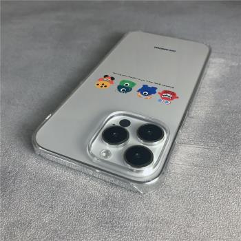 簡約小怪獸適用蘋果15ProMax手機殼iPhone14pro大孔鏡頭13promax半包硬殼12pro防摔iPhone11女14Pro男7透明xr