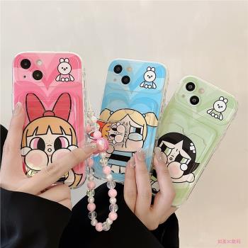 可愛飛天小女警卡套適用iphone16Promax手機殼蘋果14pro創意卡通13女12新款15pro矽膠插卡軟殼