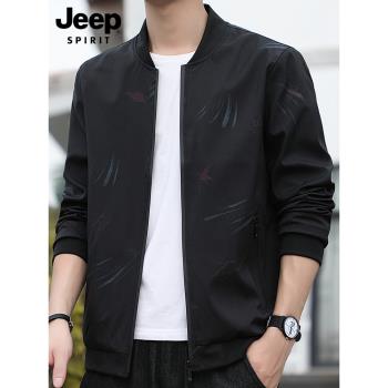 JEEP SPIRIT吉普外套男士春秋季潮牌立領夾克男款休閑男裝上衣服