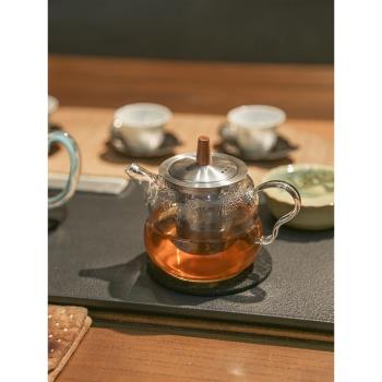 新羽 福祿手工耐熱玻璃茶壺帶304不銹鋼過濾網泡茶壺帶蓋家用茶具