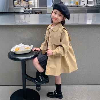 6671女童英倫風外套秋裝新款兒童百搭洋氣上衣童裝時髦長袖風衣