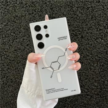 適用於三星S24Ultra手機殼冰霧磨砂大孔鏡頭MagSafe磁吸無線充電S23ultra超薄S24+散熱S23磨砂透明防摔保護套