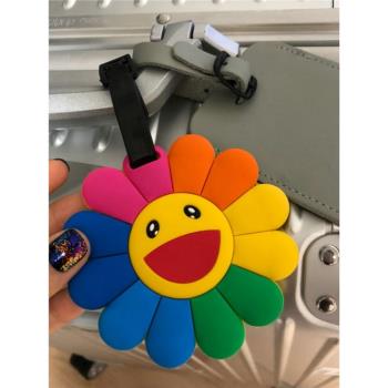 【sol.owen】韓國進口 笑臉娃娃五彩太陽花行李箱登機 託運牌