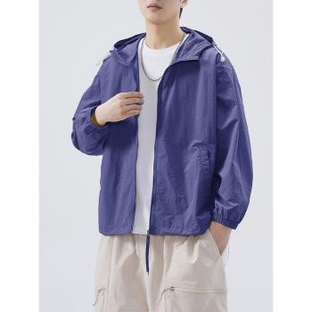 釣魚服男士夏季薄款冰絲涼感防紫外線防嗮服戶外騎行寬松連帽外套