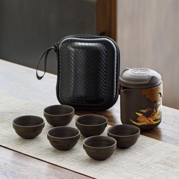 龍鳳呈祥變色紫砂壺原礦朱泥帶茶濾茶杯大容量泡茶壺旅行功夫茶具