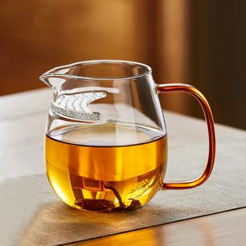 玻璃茶壺月牙杯茶漏一體過濾綠茶杯家用泡茶壺加厚功夫茶具公道杯