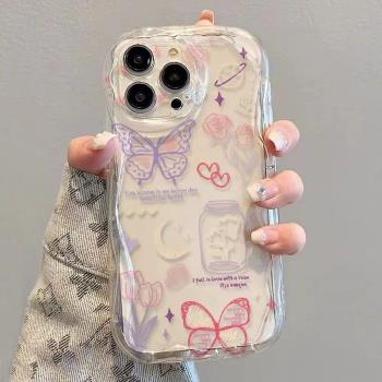 漂流瓶花朵蝴蝶結適用三星a55手機殼矽膠a54a52a35簡約a34a25a24a23時尚s24ultra小眾s23+/s22+/s21防摔s23fe