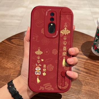 適用OPPOA9手機殼腕帶平安喜樂A5全包A11X軟矽膠K11新年支架紅色高階k12x皮k7保護套K5女A9X新款K3防摔