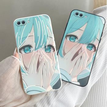 適用於OPPOA5手機殼a7初音未來oppoa7x二次元a1動漫oppoa3藍眼睛A3防摔0pp0A5全包a7x軟膠a5保護套捂臉可愛女