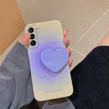 適用於三星S21透明手機殼卡通矽膠支架Samsung s21保護套少女防摔