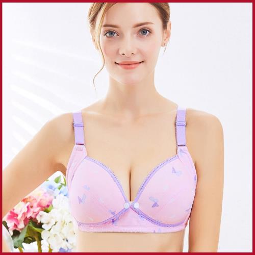 薄款防下垂哺乳文胸無鋼圈無海綿喂奶上托前開口胸罩孕婦內衣女