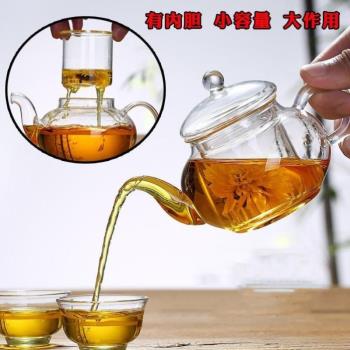 日式一壺一杯玻璃茶壺小號透明過濾耐熱花茶壺迷你泡茶器功夫茶壺
