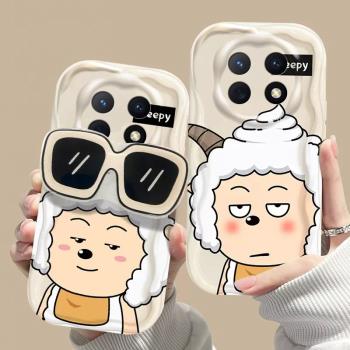 oppoA5pro手機殼oppoA5pro保護套可愛眼鏡支架卡通矽膠5G全包防摔PKP110軟殼女新款高階感oppoA5pro保護套