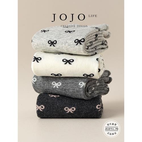 JOJO'S L. PD.Cai.秋冬款襪子女簡約韓系波點襪可愛蝴蝶結 | 吉財