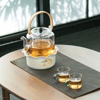 中式溫茶爐蠟燭加熱下午茶茶具套裝泡茶花茶玻璃茶壺水果茶煮茶器