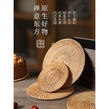 藤編隔熱墊子家用防燙鍋墊碗墊耐高溫餐桌墊耐熱盤子墊杯墊茶壺託