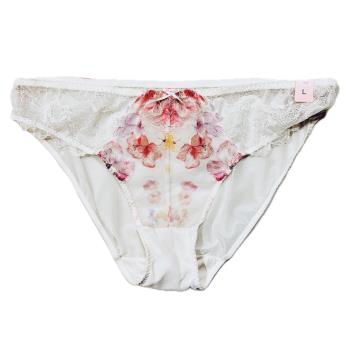 Nayomi原單女式高叉三角包臀褲性感透視刺繡提花蕾絲蝴蝶結大碼