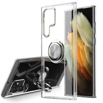 適用於三星S22Ultra透明手機殼S21Plus車載磁吸指環軟殼保護套