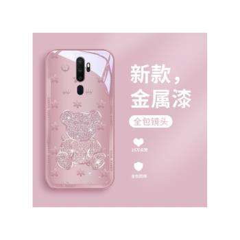 星閃小熊適用於oppoA11x手機殼A1pro金屬漆oppoA9高階感a9x玻璃a11女款防摔全包外殼奢華情侶外殼新款超火散