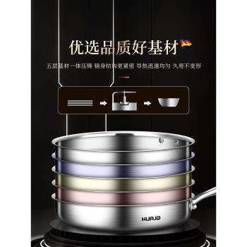 華際達平底鍋316不銹鋼不粘鍋家用牛排烙餅煎鍋電磁爐燃氣灶專用