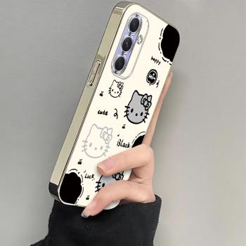 適用於三星A54手機殼SamsungA55鏤空KT貓卡通女款可愛矽膠新款軟殼電鍍透明全包防摔保護套超好看ins風手機殼