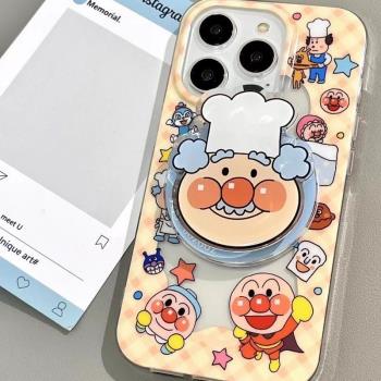 麵包超人磁吸支架適用蘋果16PROMAX/16手機殼14PRO/13mini可愛XR卡通iPhone15PRO/11PRO/XR軟膠套678新款SE女