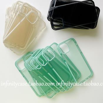 ins風小清新薄荷綠適用iPhone15蘋果14PROMAX透明12軟13手機殼夏