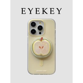 eyekey ins小清新青蘋果適用15promax手機殼iphone16新款14磁吸支架12女款16promax簡約風13pro蘋果11保護套