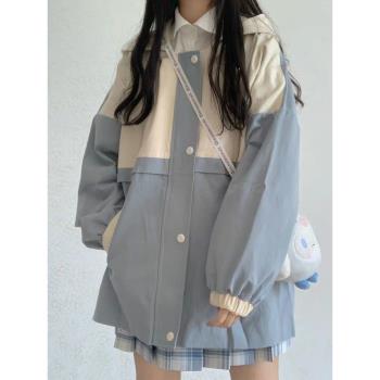 秋季韓版工裝外套女學生原宿學院BF風寬松休閑百搭風衣夾克上衣潮