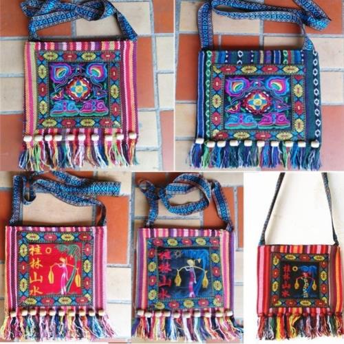 廣西壯族三月三歌圩節表演斜挎包民族風手工織錦布包旅游斜背包