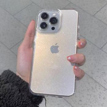 適用蘋果15手機殼iPhone13透明閃粉16promax全包14plus矽膠防摔11pro超薄男女16e網紅xsmax潮套8Plus高階感