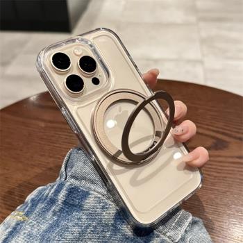 適用蘋果15promax手機殼iphone15新款磁吸支架16pro超薄保護套14pm防摔plus全包13透明高階感MagSafe軟邊硬殼