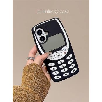 Hinlucky 古早搞怪卡通立體小靈通蘋果iphone16promax新款15手機殼14pro防摔13pro保護套女12全包7plus矽膠11