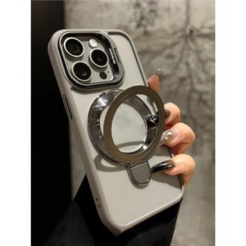 創意多功能磁吸雙支架適用iPhone16pro蘋果14手機殼15ProMax新款11透明12沙漠金13男女15plus防摔套16promax