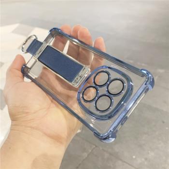 適用紅米note14新款手機殼note14pro+透明矽膠軟殼14c/14r腕帶支架全包氣囊防摔電鍍網紅保護套男女情侶